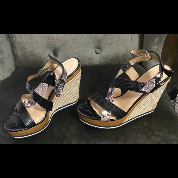 Michael kors mackay embossed cheap leather wedge